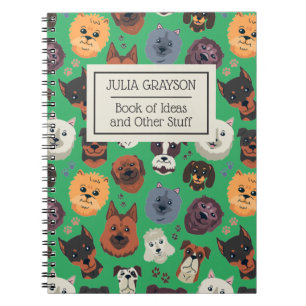 Personalised Vintage Retro Dog Pattern Custom Text Notebook