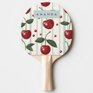 Personalised Vintage Retro Red Cherry Pattern Ping Pong Paddle