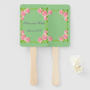 Personalised vintage romantic roses hand fan