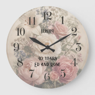 personalised vintage rose bouquet clock