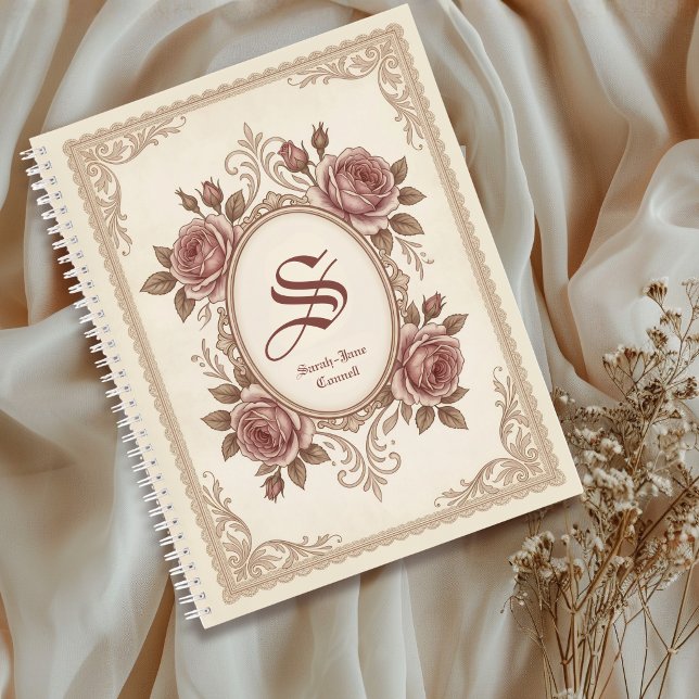 Personalised Vintage Rose Monogram Notebook (Creator Uploaded)