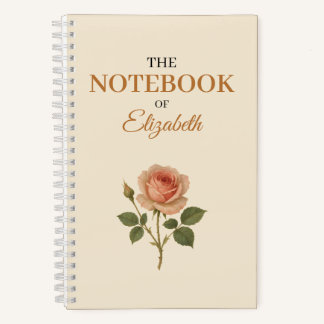 Personalised Vintage Rose Notebook | Custom Name