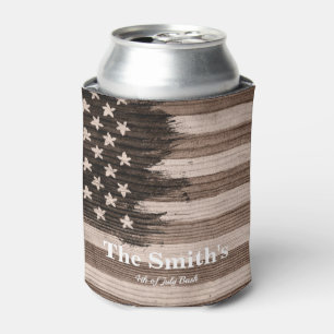 Personalised Vintage Rustic American Flag Can Cool Can Cooler