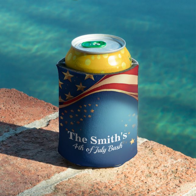 Personalised Vintage Rustic American Flag Can Cooler (In Situ Pool)