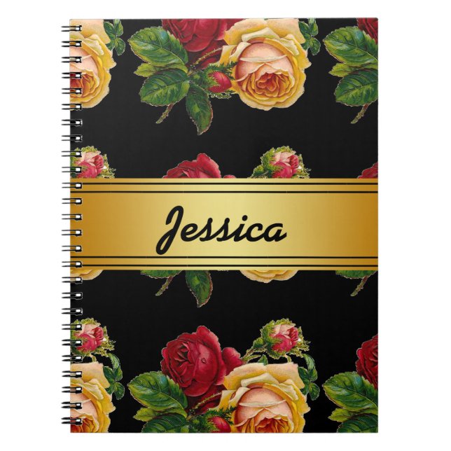 Personalised Vintage Rustic Floral Notebook (Front)