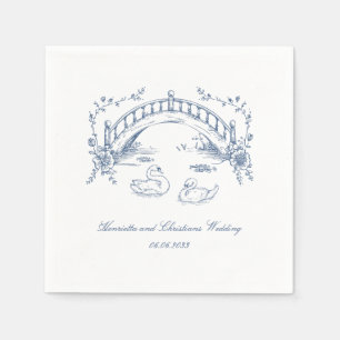 personalised vintage rustic Swan Romantic Wedding  Napkin