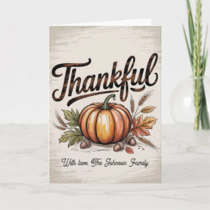 Personalised Vintage Rustic Thankful Pumpkin Card