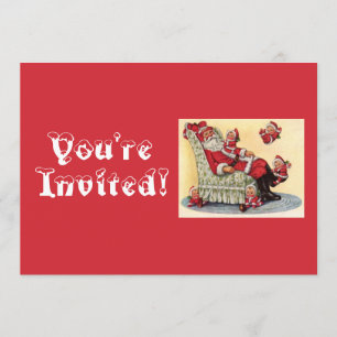 Personalised Vintage Santa Cookies Exchange Party Invitation