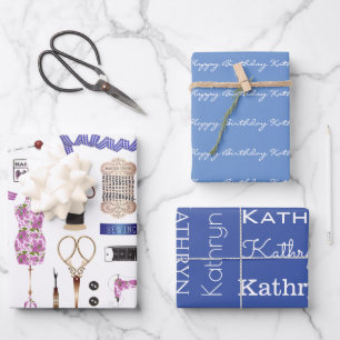 Personalised Vintage Sewing Wrapping Paper Sheet