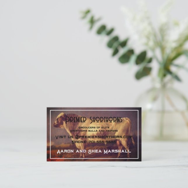 Personalised Vintage Shorthorn Bull  Business Card (Standing Front)