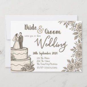 Personalised Vintage Sketch Elegant Calligraphy   Invitation