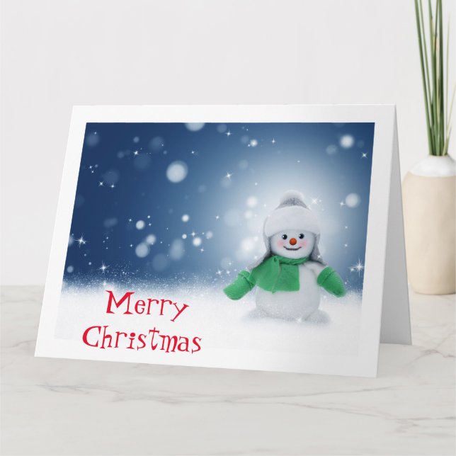 Personalised Vintage Snowman Christmas Card (Front)