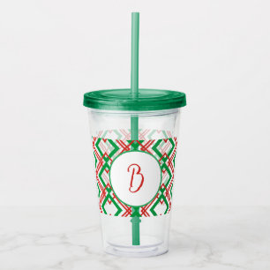 Personalised Vintage striped red and green Acryli Acrylic Tumbler