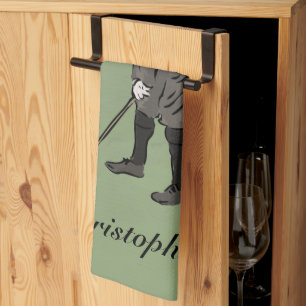 Personalised Vintage style golfer putting Tea Towel