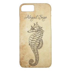 Personalised Vintage Style Seahorse Ocean Beach Case-Mate iPhone Case