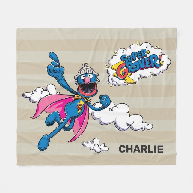 Personalised Vintage Super Grover Fleece Blanket (Front (Horizontal))