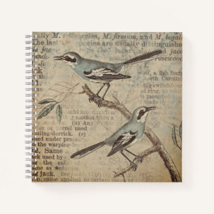 Personalised Vintage Teal Bird Dictionary  Noteboo Notebook