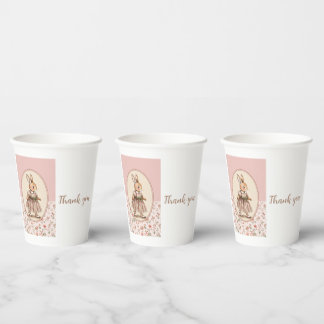 Personalised Vintage Thank You Cup, Floral Rabbit Paper Cups