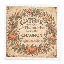 Personalised Vintage Thanksgiving Paper Dinner Nap