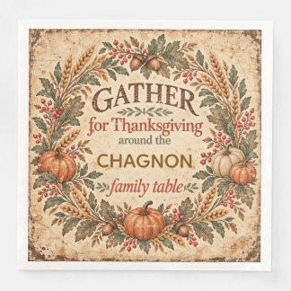 Personalised Vintage Thanksgiving Paper Dinner Nap Napkin