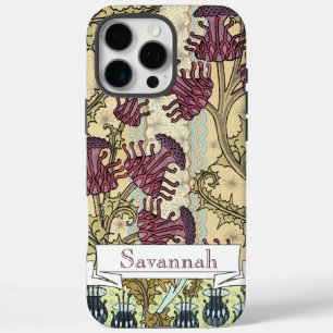 Personalised Vintage Thistle Floral Pattern iPhone 16 Pro Max Case