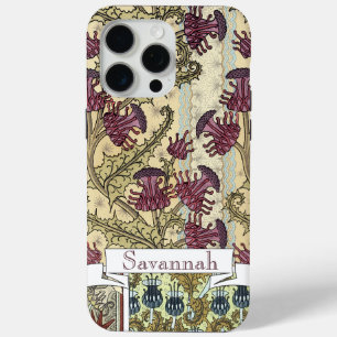 Personalised Vintage Thistle Flower Pattern iphone 15 Pro Max Case
