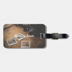 Personalised Vintage Travel Adventure luggage tag