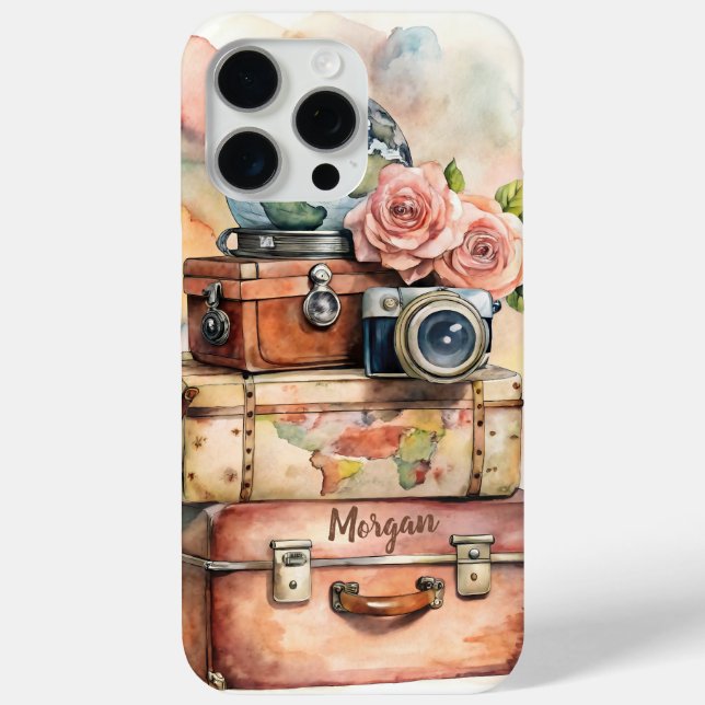 Personalised Vintage Travel Illustration Case-Mate iPhone Case (Back)
