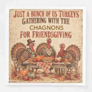 Personalised Vintage Turkey Friendsgiving Dinner N Napkin