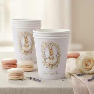 Personalised Vintage Watercolor Bunny Birthday  Paper Cups