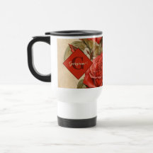 Personalised Vintage Watercolor Floral Red Roses