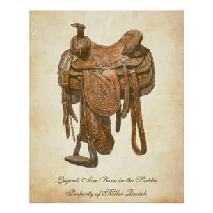 Personalised Vintage Western Saddle Poster