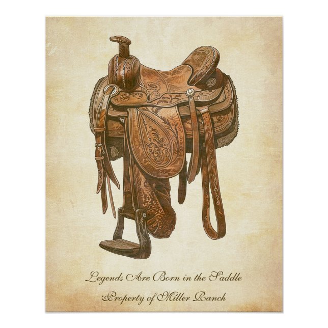 Personalised Vintage Western Saddle Poster (Front)