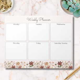 Personalised Vintage Wildflower Weekly Planner Notepad