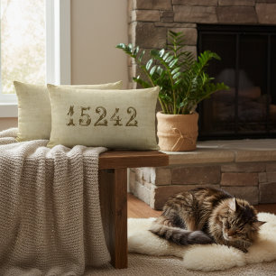 Personalised Vintage ZIP Code Decorative Lumbar Cushion