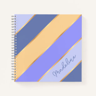 Personalised Violet Blue Purple Yellow Gold Stripe Notebook