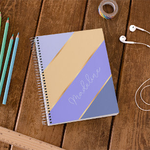 Personalised Violet Blue Purple Yellow Gold Stripe Planner