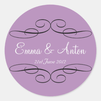Personalised Violet Filigree Favour sticker