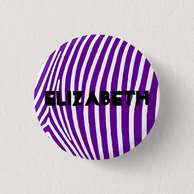Personalised Violet Purple Zebra Stripes 3 Cm Round Badge (Front)