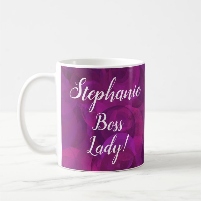 Personalised Violet Rose Boss Lady Office Coffee Mug (Left)