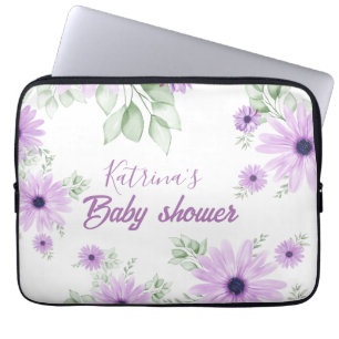 Personalised Violet Watercolor Floral – Custom Laptop Sleeve