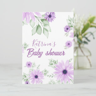 Personalised Violet Watercolor Floral Magnetic  Invitation
