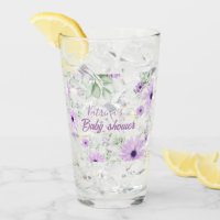 Personalised Violet Watercolor Flowers Baby Shower
