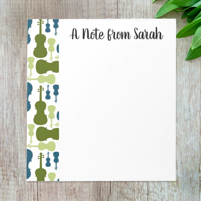 Personalised Violin Viola Player Gift Orchestra Notepad (Personalized name notepad with a violin or viola theme.)