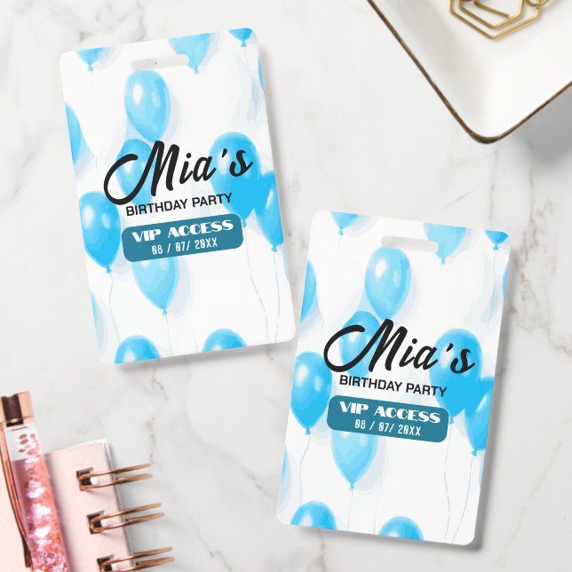 Personalised VIP Birthday Party Access Blue ID Badge (Office)