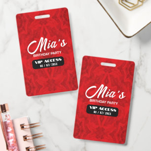 Personalised VIP Birthday Party Access Red ID Badge
