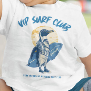 Personalised VIP Surf Club Penguin Custom Name Tee