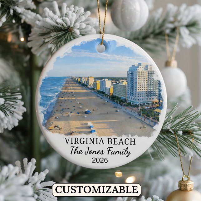 Personalised Virginia Beach Ornament, Virginia Ceramic Tree Decoration (Creator Uploaded)