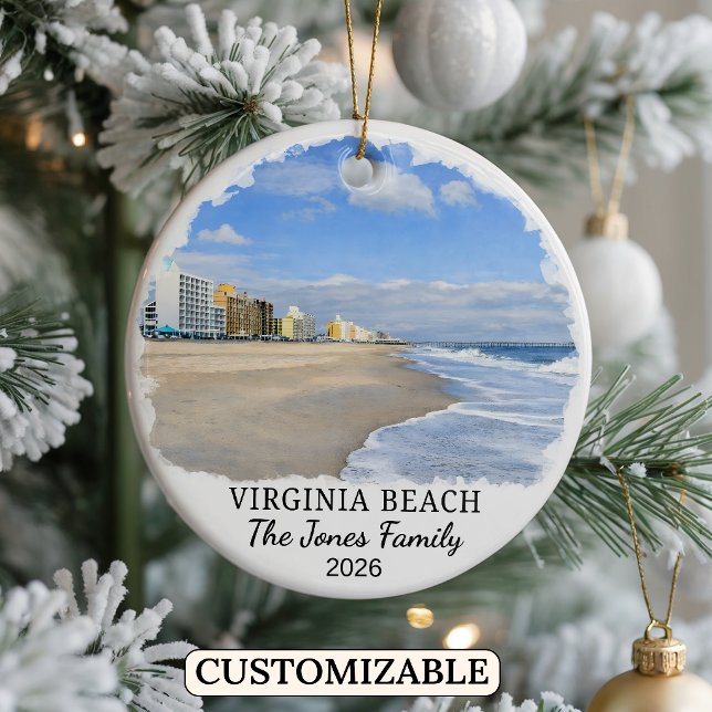 Personalised Virginia Beach Ornament, Virginia Ceramic Tree Decoration (Creator Uploaded)