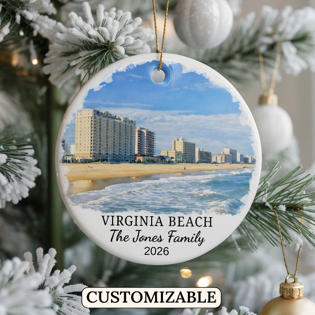 Personalised Virginia Beach Ornament, Virginia Ceramic Tree Decoration (Creator Uploaded)